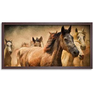 Wee Blue Coo Herd of Horses Running Long Panel Framed Wall Art Print Wee Blue Coo Herd of Horses Running Long Panel Framed Wall Art Print