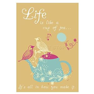 Wee Blue Coo Life Is Like Cup Of Tea Birds Quote Typography Picture Wall Art Print Wee Blue Coo Life Is Like Cup Of Tea Birds Quote Typography Picture Wall Art Print