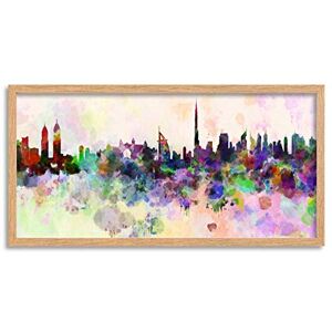 Wee Blue Coo Dubai Skyline Paint Splash Cityscape Long Panel Framed Wall Art Print Wee Blue Coo Dubai Skyline Paint Splash Cityscape Long Panel Framed Wall Art Print