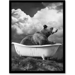 Artery8 Surreal Bear in Bathtub Black White Bath Time Bathroom Toilet Artwork Framed Wall Art Print A4 Artery8 Surreal Bear in Bathtub Black White Bath Time Bathroom Toilet Artwork Framed Wall Art Print A4