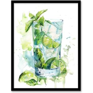 Artery8 Classic Mojito Cocktail Modern Watercolour Mint Kitchen Artwork Framed Wall Art Print 18X24 Inch Artery8 Classic Mojito Cocktail Modern Watercolour Mint Kitchen Artwork Framed Wall Art Print 18X24 Inch