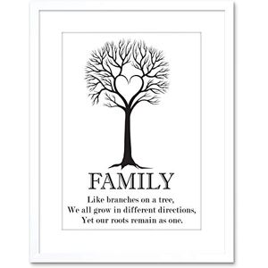Wee Blue Coo Family Roots Quote Motivation B&W He Tree Framed Wall Art Print Wee Blue Coo Family Roots Quote Motivation B&W He Tree Framed Wall Art Print