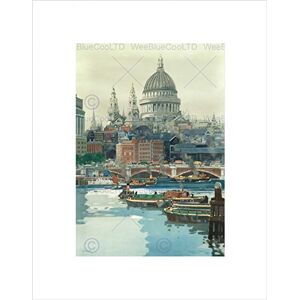 Wee Blue Coo PAINTING THAMES BOATS LONDON ST PAULS BRIDGES RIVER FRAMED ART PRINT B12X7514 Wee Blue Coo PAINTING THAMES BOATS LONDON ST PAULS BRIDGES RIVER FRAMED ART PRINT B12X7514