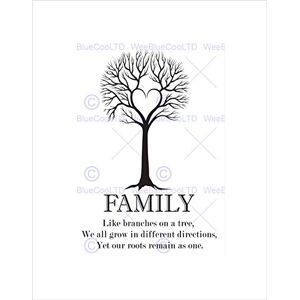 Wee Blue Coo Family Roots Quote Motivation Typography B&W Heart Tree Wall Art Print Wee Blue Coo Family Roots Quote Motivation Typography B&W Heart Tree Wall Art Print