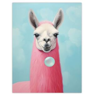 Wee Blue Coo Llama Bubbles Oil Painting Pastel Colour Pink Blue Quirky Animal Portrait Extra Large XL Wall Art Poster Print Wee Blue Coo Llama Bubbles Oil Painting Pastel Colour Pink Blue Quirky Animal Portrait Extra Large XL Wall Art Poster Print