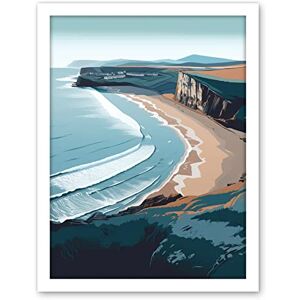 Artery8 Rhossili Bay Cliffs Over Beach Coastal Landscape Artwork Framed Wall Art Print 18X24 Inch Artery8 Rhossili Bay Cliffs Over Beach Coastal Landscape Artwork Framed Wall Art Print 18X24 Inch