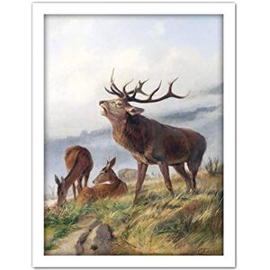 Fine Art Prints Deiker Roaring Stag Deer Hillside Painting Large Framed Art Print Poster Wall Decor 18x24 in Fine Art Prints Deiker Roaring Stag Deer Hillside Painting Large Framed Art Print Poster Wall Decor 18x24 in