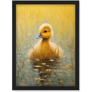 Artery8 Cute Yellow Ducking in Countryside Pond Oil Painting Kids Bedroom Baby Duck Bright Artwork Framed Wall Art Print A4 Artery8 Cute Yellow Ducking in Countryside Pond Oil Painting Kids Bedroom Baby Duck Bright Artwork Framed Wall Art Print A4