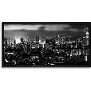 Wee Blue Coo Hong Kong City Lights Long Panel Framed Wall Art Print Wee Blue Coo Hong Kong City Lights Long Panel Framed Wall Art Print