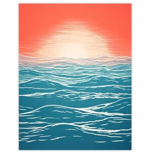 Wee Blue Coo Horizon Hour Abstract Sunset Orange Teal Extra Large XL Wall Art Poster Print Wee Blue Coo Horizon Hour Abstract Sunset Orange Teal Extra Large XL Wall Art Poster Print