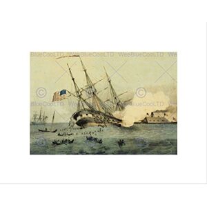 Wee Blue Coo Draw Naval Battle American Civil War Cumberland Merrimac Wall Art Print Wee Blue Coo Draw Naval Battle American Civil War Cumberland Merrimac Wall Art Print