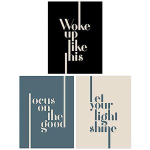 Wee Blue Coo Pack of 3 Let Your Light Shine Woke Up Like This Focus On the Good Boho Quote Muted Typography Unframed Wall Art Living Room Prints Set Wee Blue Coo Pack of 3 Let Your Light Shine Woke Up Like This Focus On the Good Boho Quote Muted Typography Unframed Wall Art Living Room Prints Set