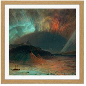 Fine Art Prints Church Aurora Borealis Northern Lights Landscape Painting Square Wooden Framed Wall Art Print Picture 16X16 Inch Fine Art Prints Church Aurora Borealis Northern Lights Landscape Painting Square Wooden Framed Wall Art Print Picture 16X16 Inch