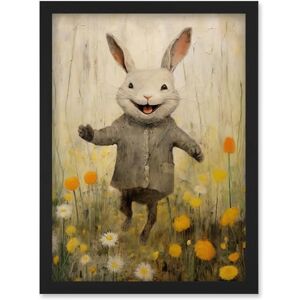 Artery8 Raincoat Rabbit Happy Bunny Flower Meadow Kids Girls Bedroom Nursery Artwork Framed Wall Art Print A4 Artery8 Raincoat Rabbit Happy Bunny Flower Meadow Kids Girls Bedroom Nursery Artwork Framed Wall Art Print A4