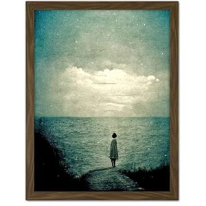 Doppelganger33 LTD Looking Out To Sea Dreamscape Lone Woman Dusk Calm Elegant Panting Artwork Framed Wall Art Print 18X24 Inch Doppelganger33 LTD Looking Out To Sea Dreamscape Lone Woman Dusk Calm Elegant Panting Artwork Framed Wall Art Print 18X24 Inch