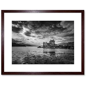 Wee Blue Coo Scottish Photo Landscape Eilean Donan Castle BW Framed Wall Art Print Wee Blue Coo Scottish Photo Landscape Eilean Donan Castle BW Framed Wall Art Print