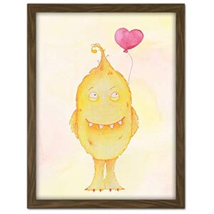 Wee Blue Coo Wee Wild Monsters Toby Heart Balloon Kids Artwork Framed Wall Art Print 18X24 Inch Wee Blue Coo Wee Wild Monsters Toby Heart Balloon Kids Artwork Framed Wall Art Print 18X24 Inch