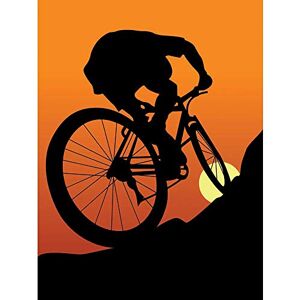 Wee Blue Coo Cyclist Bike Silhouette Sunset Illustration Art Print Poster Wall Decor 12X16 Inch Wee Blue Coo Cyclist Bike Silhouette Sunset Illustration Art Print Poster Wall Decor 12X16 Inch