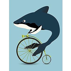 Wee Blue Coo Art Kids Nursery Shark Penny Farthing Funny Fish Bedroom Large Art Print Poster Wall Decor 18x24 inch Wee Blue Coo Art Kids Nursery Shark Penny Farthing Funny Fish Bedroom Large Art Print Poster Wall Decor 18x24 inch