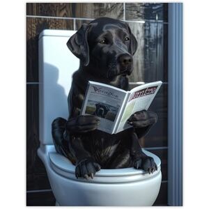 Artery8 Dog Lover Funny Black Labrador Reading on Toilet For Bathroom Extra Large XL Wall Art Poster Print Artery8 Dog Lover Funny Black Labrador Reading on Toilet For Bathroom Extra Large XL Wall Art Poster Print
