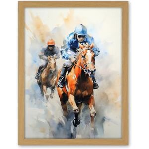 Artery8 Horseracing Jockeys Racing Horses Action Watercolour Kentucky Derby Grand National Cheltenham Gold Cup Painting Blue Orange Race Sport Artwork Framed Wall Art Print 18X24 Inch Artery8 Horseracing Jockeys Racing Horses Action Watercolour Kentucky Derby Grand National Cheltenham Gold Cup Painting Blue Orange Race Sport Artwork Framed Wall Art Print 18X24 Inch