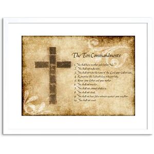 Wee Blue Coo Ten 10 Commandments Cross Religious Quote Framed Wall Art Print Wee Blue Coo Ten 10 Commandments Cross Religious Quote Framed Wall Art Print