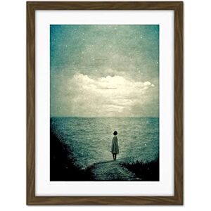 Doppelganger33 LTD Looking Out To Sea Dreamscape Lone Woman Dusk Calm Elegant Panting Artwork Framed Wall Art Print 18X24 Inch Doppelganger33 LTD Looking Out To Sea Dreamscape Lone Woman Dusk Calm Elegant Panting Artwork Framed Wall Art Print 18X24 Inch