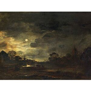 Artery8 Aert Van Der Neer Landscape By Moonlight Painting Large Wall Art Poster Print Thick Paper 18X24 Inch Artery8 Aert Van Der Neer Landscape By Moonlight Painting Large Wall Art Poster Print Thick Paper 18X24 Inch