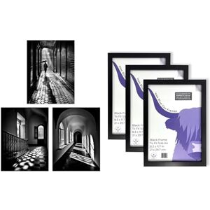Artery8 Shadows and Light Wall Art Set of 3 A4 Sized Art with Black Frames Black and White Photographs Geometric Patterns Atmospheric Corridors Artery8 Shadows and Light Wall Art Set of 3 A4 Sized Art with Black Frames Black and White Photographs Geometric Patterns Atmospheric Corridors