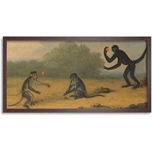 Artery8 Chalon Three Monkeys At Play Painting Framed Wall Art Print Long 25X12 Inch Artery8 Chalon Three Monkeys At Play Painting Framed Wall Art Print Long 25X12 Inch