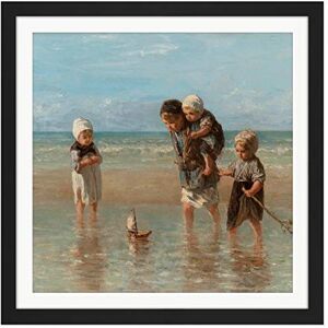 Artery8 Jozef Israels Children Of The Sea Bathing Painting Square Wooden Framed Wall Art Print Picture 16X16 Inch Artery8 Jozef Israels Children Of The Sea Bathing Painting Square Wooden Framed Wall Art Print Picture 16X16 Inch