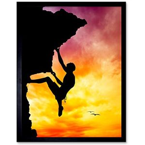 Wee Blue Coo Photo Mock Up Silhouette Sunset Rock Climbing Art Print Framed Poster Wall Decor 12X16 Inch Wee Blue Coo Photo Mock Up Silhouette Sunset Rock Climbing Art Print Framed Poster Wall Decor 12X16 Inch
