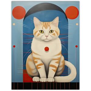 Artery8 Cat Hypnotist Oil Painting Orange Red Blue Perched on Window Sill Surreal Portrait Extra Large XL Wall Art Poster Print Artery8 Cat Hypnotist Oil Painting Orange Red Blue Perched on Window Sill Surreal Portrait Extra Large XL Wall Art Poster Print