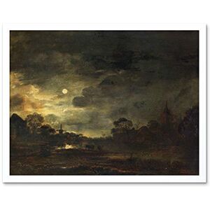 Artery8 Aert Van Der Neer Landscape By Moonlight Painting Art Print Framed Poster Wall Decor 12x16 inch Artery8 Aert Van Der Neer Landscape By Moonlight Painting Art Print Framed Poster Wall Decor 12x16 inch