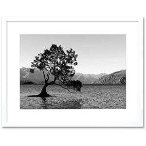 Wee Blue Coo The Lone Tree Lake Wanaka Art Print White Framed Poster Wall Decor 12x16 inch Wee Blue Coo The Lone Tree Lake Wanaka Art Print White Framed Poster Wall Decor 12x16 inch