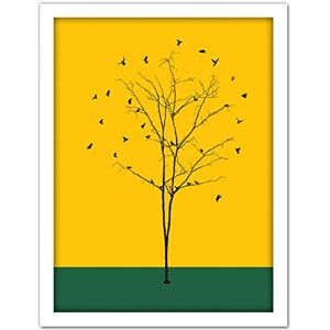 Wee Blue Coo Leafless Tree Birds Silhouette Artwork Framed Wall Art Print 18X24 Inch Wee Blue Coo Leafless Tree Birds Silhouette Artwork Framed Wall Art Print 18X24 Inch