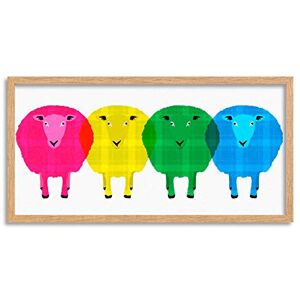 Wee Blue Coo Colourful Tartan Sheep Scotland Long Panel Framed Wall Art Print Wee Blue Coo Colourful Tartan Sheep Scotland Long Panel Framed Wall Art Print
