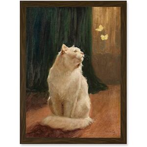 Wee Blue Coo Painting Heyer White Cat And Two Butterflies Artwork Framed Wall Art Print A4 Wee Blue Coo Painting Heyer White Cat And Two Butterflies Artwork Framed Wall Art Print A4