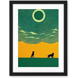 Wee Blue Coo Abstract Wolves Minimalist Surreal Sky Green Yellow Artwork Framed Wall Art Print 18X24 Inch Wee Blue Coo Abstract Wolves Minimalist Surreal Sky Green Yellow Artwork Framed Wall Art Print 18X24 Inch