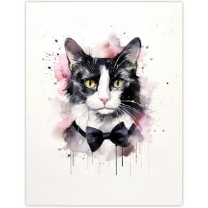 Artery8 Tuxedo Cat Lovers Gift Watercolour Pet Portrait Painting Artwork Extra Large XL Wall Art Poster Print Artery8 Tuxedo Cat Lovers Gift Watercolour Pet Portrait Painting Artwork Extra Large XL Wall Art Poster Print
