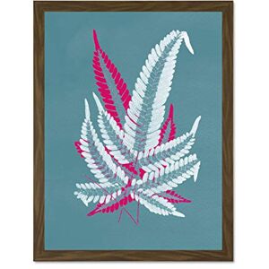 Wee Blue Coo Bright Coloured Fern Teal Pink Large Brown Framed Art Print Wall Poster 18x24 inch Wee Blue Coo Bright Coloured Fern Teal Pink Large Brown Framed Art Print Wall Poster 18x24 inch