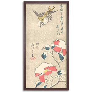 Fine Art Prints Utagawa Hiroshige Sparrow and Snow-covered Camellia Long Framed Art Print Wall Poster 25x12 inch Fine Art Prints Utagawa Hiroshige Sparrow and Snow-covered Camellia Long Framed Art Print Wall Poster 25x12 inch