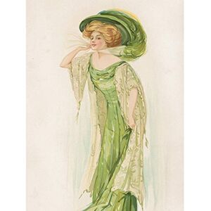 Artery8 Society Woman Green Dress Vintage Fashion Drawing Large Wall Art Poster Print Thick Paper 18X24 Inch Artery8 Society Woman Green Dress Vintage Fashion Drawing Large Wall Art Poster Print Thick Paper 18X24 Inch