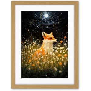 Artery8 Watching the Fireflies Dance Happy Fox over a Wildflower Meadow Oil Painting Orange White Blue Full Moon Spring Night Dreamy Landscape Artwork Framed Wall Art Print 18X24 Inch Artery8 Watching the Fireflies Dance Happy Fox over a Wildflower Meadow Oil Painting Orange White Blue Full Moon Spring Night Dreamy Landscape Artwork Framed Wall Art Print 18X24 Inch