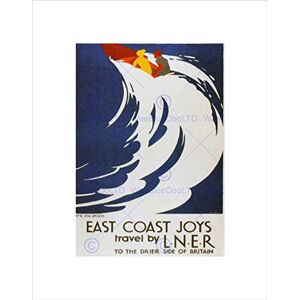 Wee Blue Coo Travel Lner Rail Surf Wave UK Vintage Retro Advert Wall Art Print Wee Blue Coo Travel Lner Rail Surf Wave UK Vintage Retro Advert Wall Art Print