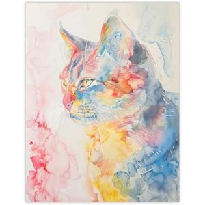 Artery8 Cat Lover Pastel Rainbow Watercolour Portrait Living Room Large Wall Art Poster Print Thick Paper 18X24 Inch Artery8 Cat Lover Pastel Rainbow Watercolour Portrait Living Room Large Wall Art Poster Print Thick Paper 18X24 Inch