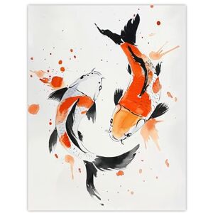 Artery8 Two Koi Carp Fish Orange Black Watercolour Living Room Extra Large XL Wall Art Poster Print Artery8 Two Koi Carp Fish Orange Black Watercolour Living Room Extra Large XL Wall Art Poster Print