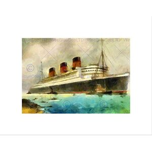 Wee Blue Coo RMS QUEEN MARY LINER CRUISE SHIP WATERCOLOUR BLACK FRAMED ART PRINT B12X2457 Wee Blue Coo RMS QUEEN MARY LINER CRUISE SHIP WATERCOLOUR BLACK FRAMED ART PRINT B12X2457