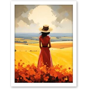 Artery8 Golden Countryside by the Sea Oil Painting Woman Looking over Horizon in Coastal Farmland Landscape Artwork Framed Wall Art Print 18X24 Inch Artery8 Golden Countryside by the Sea Oil Painting Woman Looking over Horizon in Coastal Farmland Landscape Artwork Framed Wall Art Print 18X24 Inch