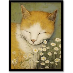 Artery8 Sleeping With The Daisies Artwork By Gillian Keenan Cat Sleeping In Wildflower Meadow Pastel Colour Oil Painting Artwork Framed Wall Art Print A4 Artery8 Sleeping With The Daisies Artwork By Gillian Keenan Cat Sleeping In Wildflower Meadow Pastel Colour Oil Painting Artwork Framed Wall Art Print A4